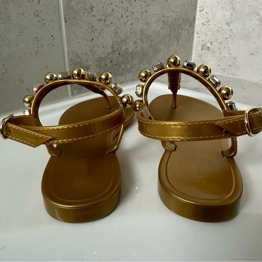 Stuart Weitzman Goldie Crystal Jelly Sandal Size 4